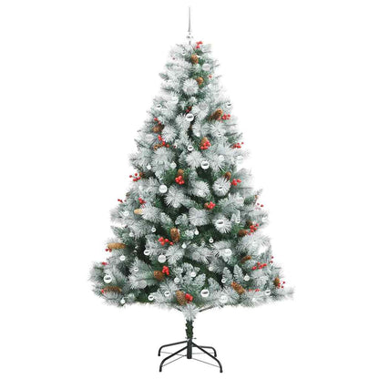 Kunstkerstboom Groen en wit 240 cm PVC en Metaal en Plastic