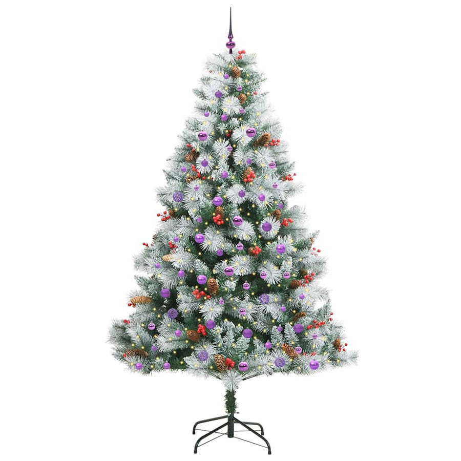 Kunstkerstboom Groen en wit 240 cm PVC en Metaal en Plastic