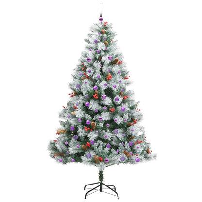 Kunstkerstboom Groen en wit 240 cm PVC en Metaal en Plastic