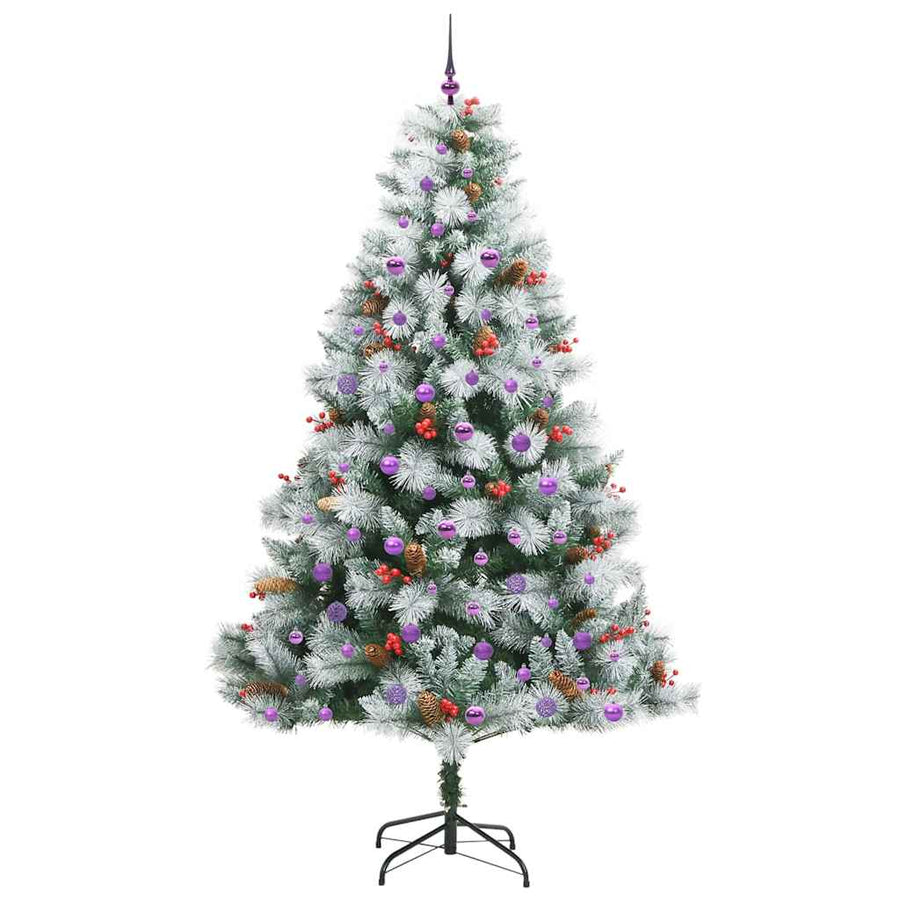 Kunstkerstboom Groen en wit 240 cm PVC en Metaal en Plastic