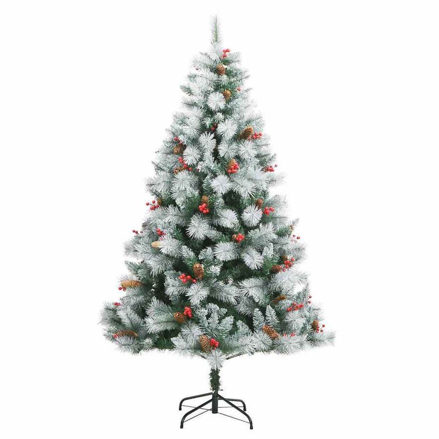 Kunstkerstboom Groen en wit 240 cm PVC en Metaal en Plastic