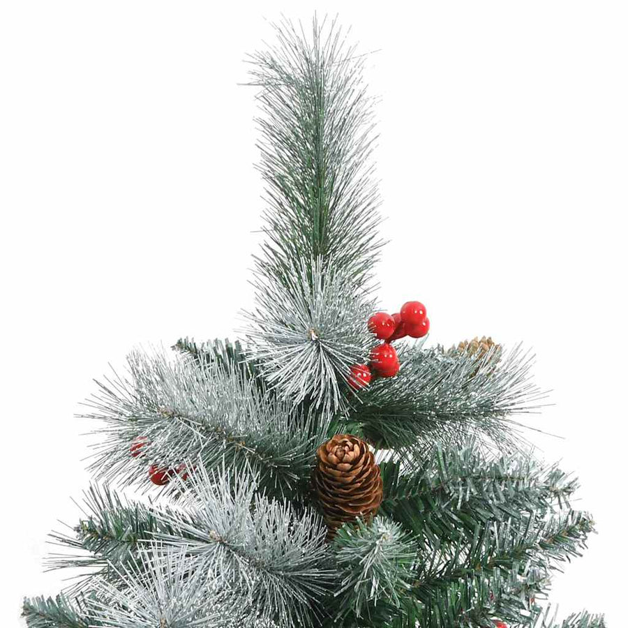 Kunstkerstboom Groen en wit 240 cm PVC en Metaal en Plastic