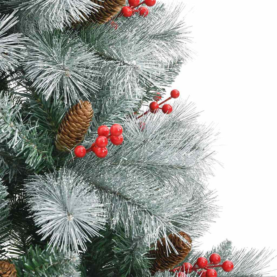 Kunstkerstboom Groen en wit 240 cm PVC en Metaal en Plastic