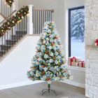 Kunstkerstboom Groen en wit 240 cm PVC en Metaal en Plastic