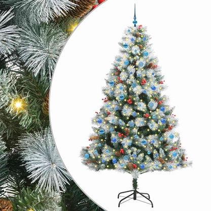 Kunstkerstboom Groen en wit 240 cm PVC en Metaal en Plastic