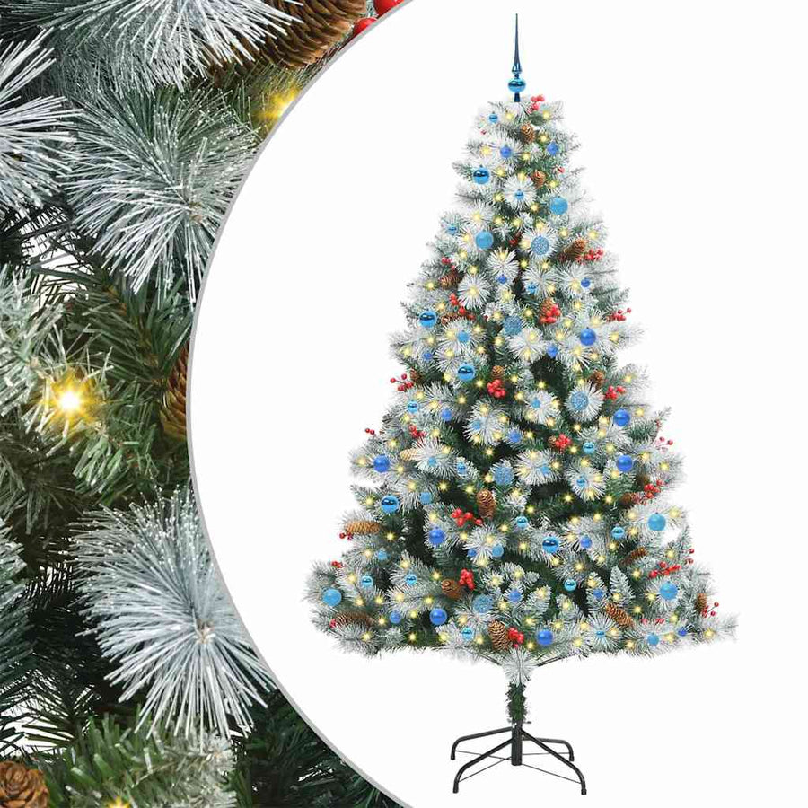 Kunstkerstboom Groen en wit 240 cm PVC en Metaal en Plastic