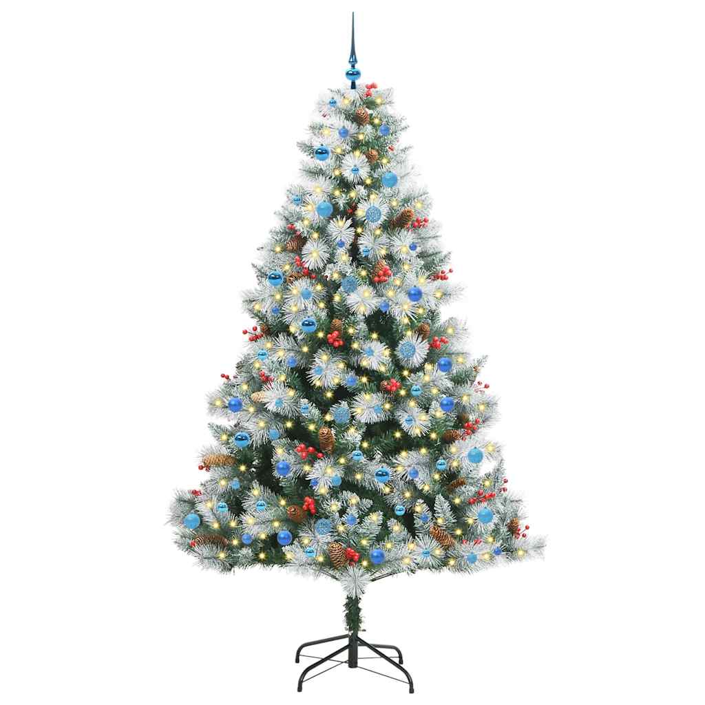 Kunstkerstboom Groen en wit 240 cm PVC en Metaal en Plastic