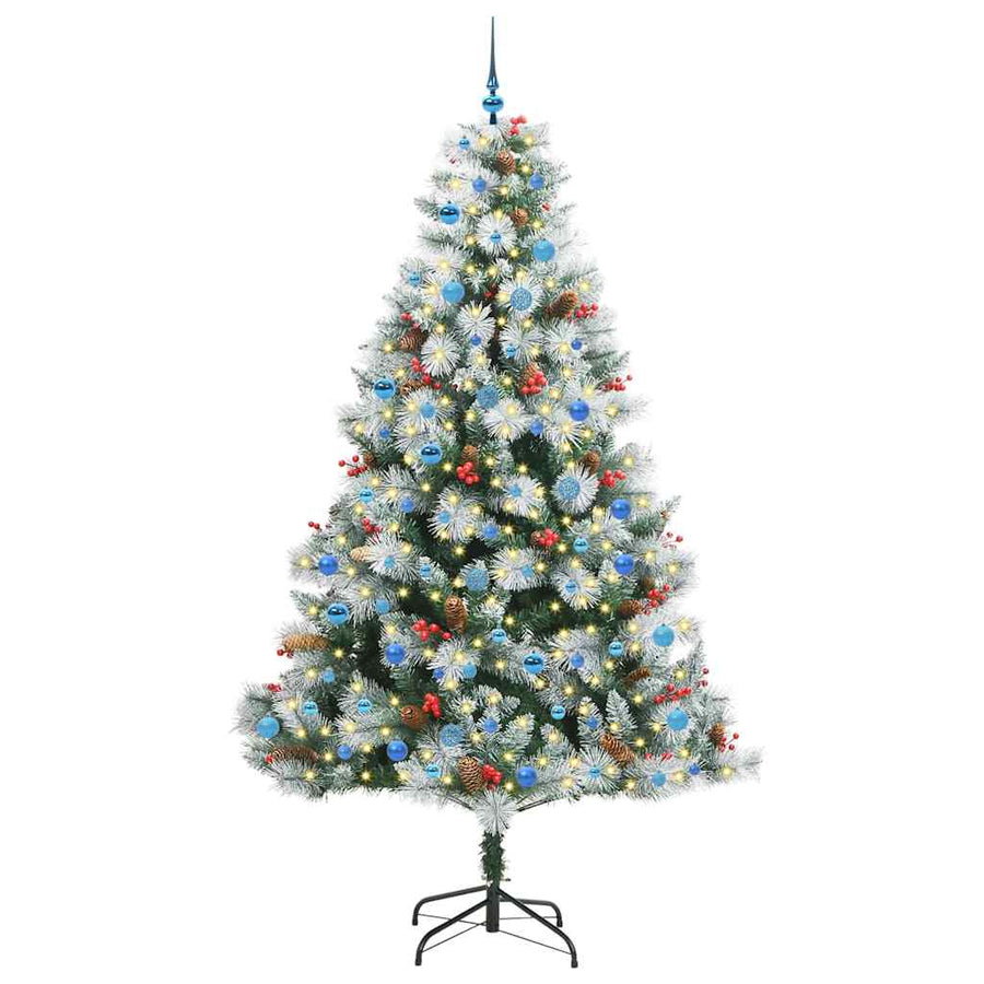 Kunstkerstboom Groen en wit 240 cm PVC en Metaal en Plastic