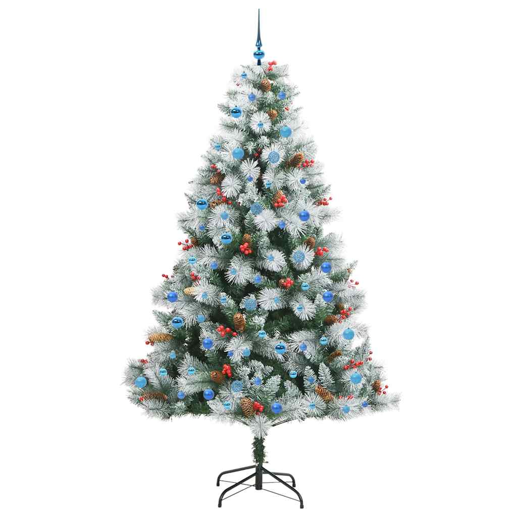 Kunstkerstboom Groen en wit 240 cm PVC en Metaal en Plastic
