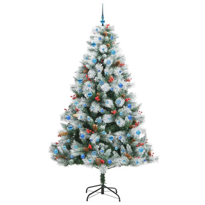 Kunstkerstboom Groen en wit 240 cm PVC en Metaal en Plastic