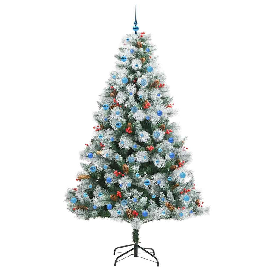 Kunstkerstboom Groen en wit 240 cm PVC en Metaal en Plastic
