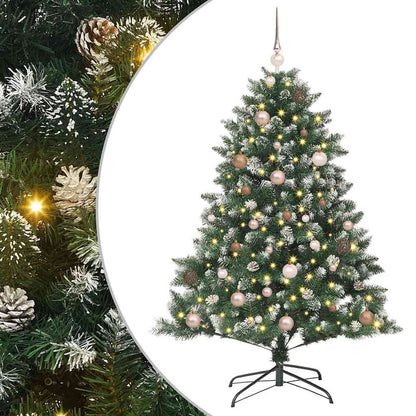 Kunstkerstboom met LED -striplichten Groen 150cm PVC