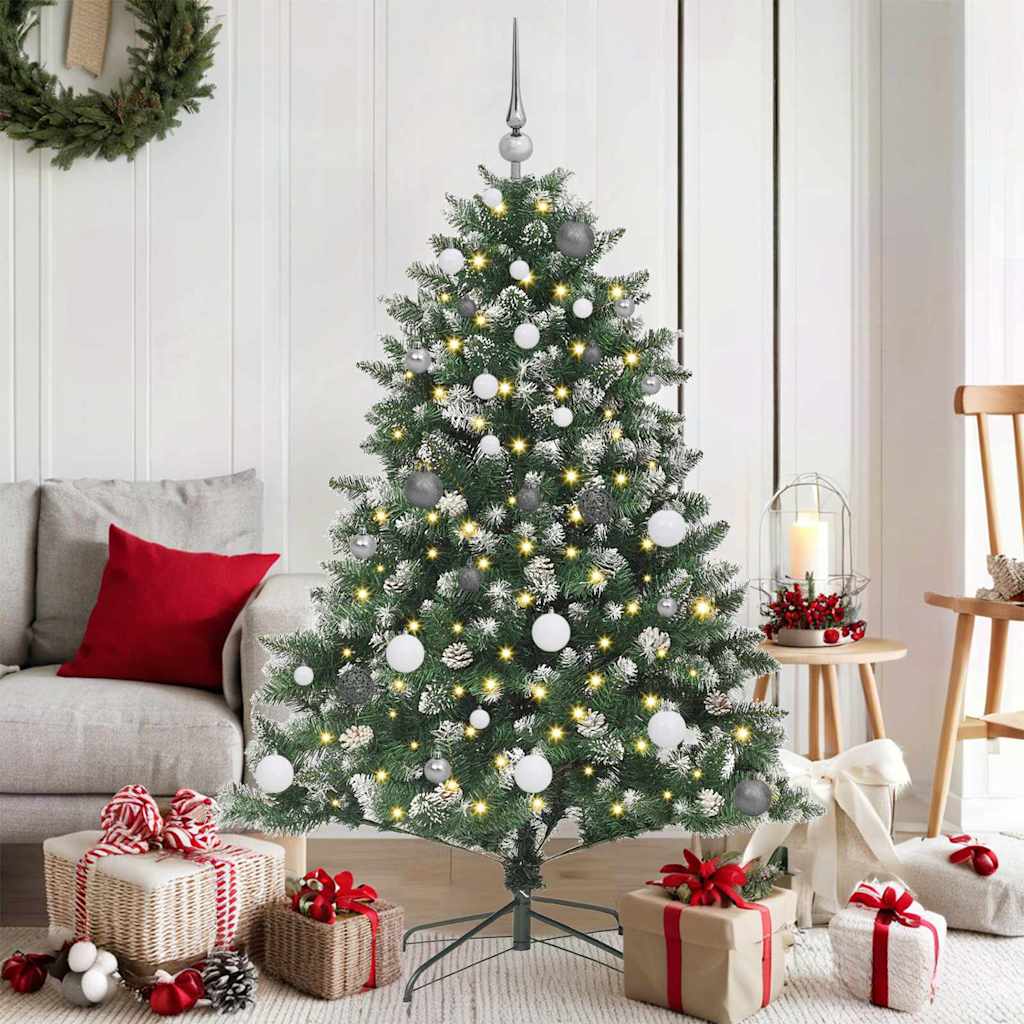 Kunstkerstboom met 150 LED Groen 150 cm PVC en Plastic en Staal