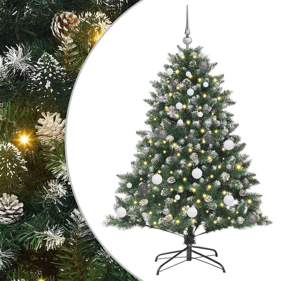Kunstkerstboom met 150 LED Groen 150 cm PVC en Plastic en Staal