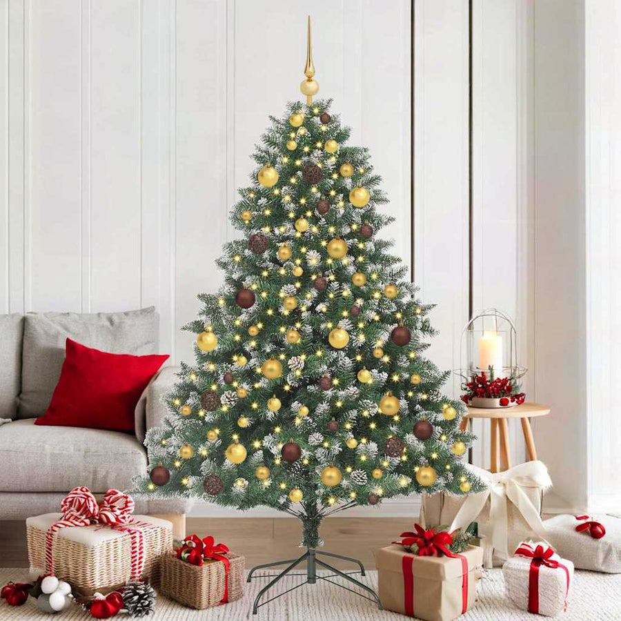 Kunstkerstboom Groen 126 x 126 x 180 cm PVC en Plastic en Staal