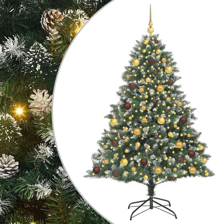 Kunstkerstboom Groen 126 x 126 x 180 cm PVC en Plastic en Staal