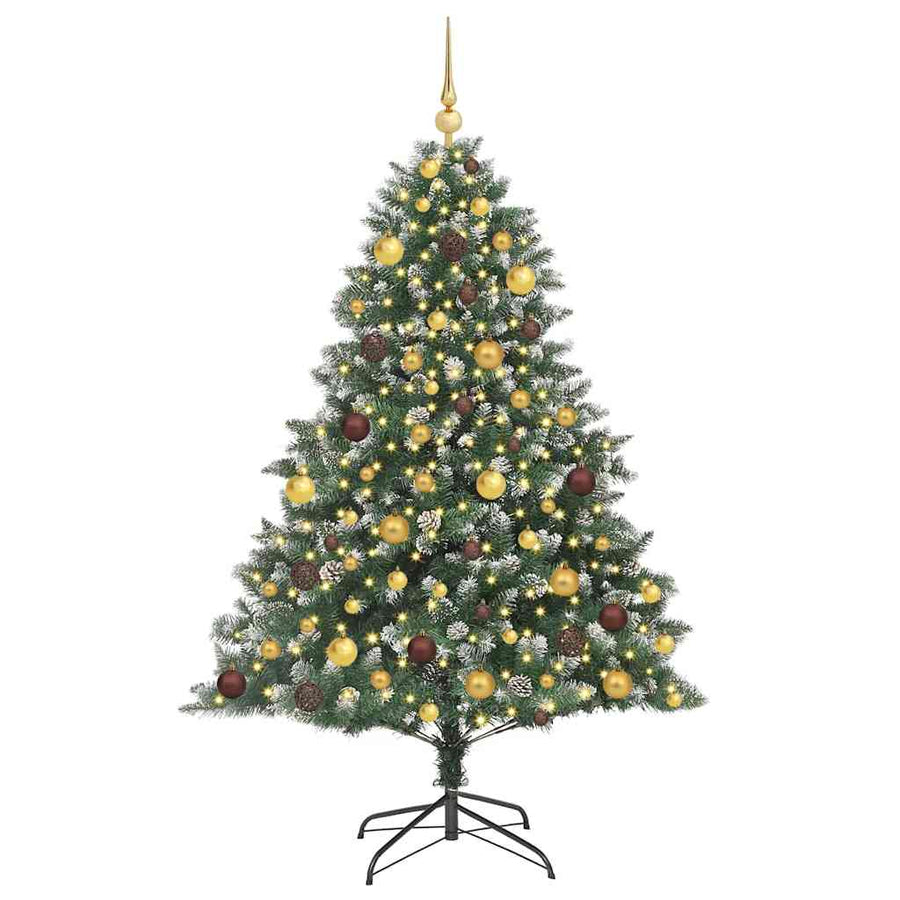 Kunstkerstboom Groen 126 x 126 x 180 cm PVC en Plastic en Staal