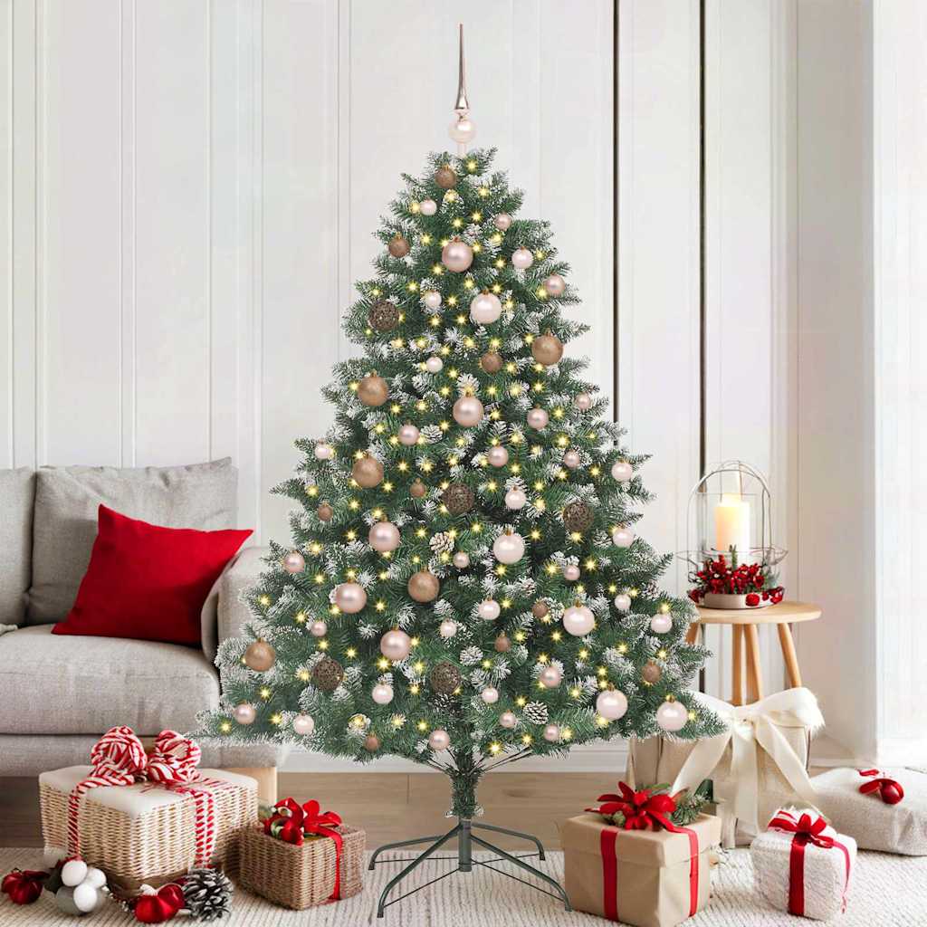 Kunstkerstboom met 300 LED Groen 180 cm PVC en Plastic en Staal