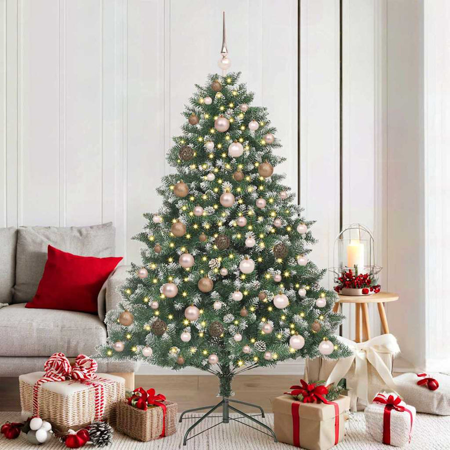 Kunstkerstboom met 300 LED Groen 180 cm PVC en Plastic en Staal