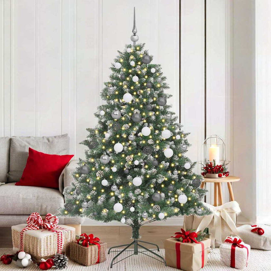 Kunstkerstboom met LED -striplichten Groen 180cm PVC