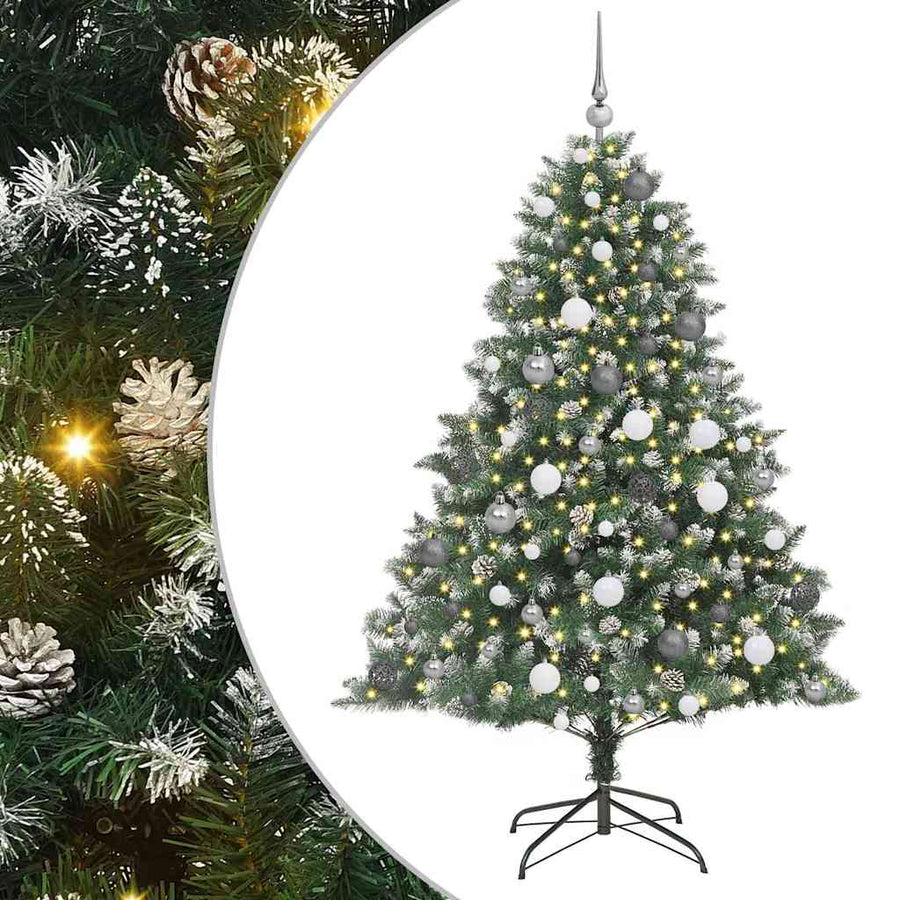 Kunstkerstboom met LED -striplichten Groen 180cm PVC