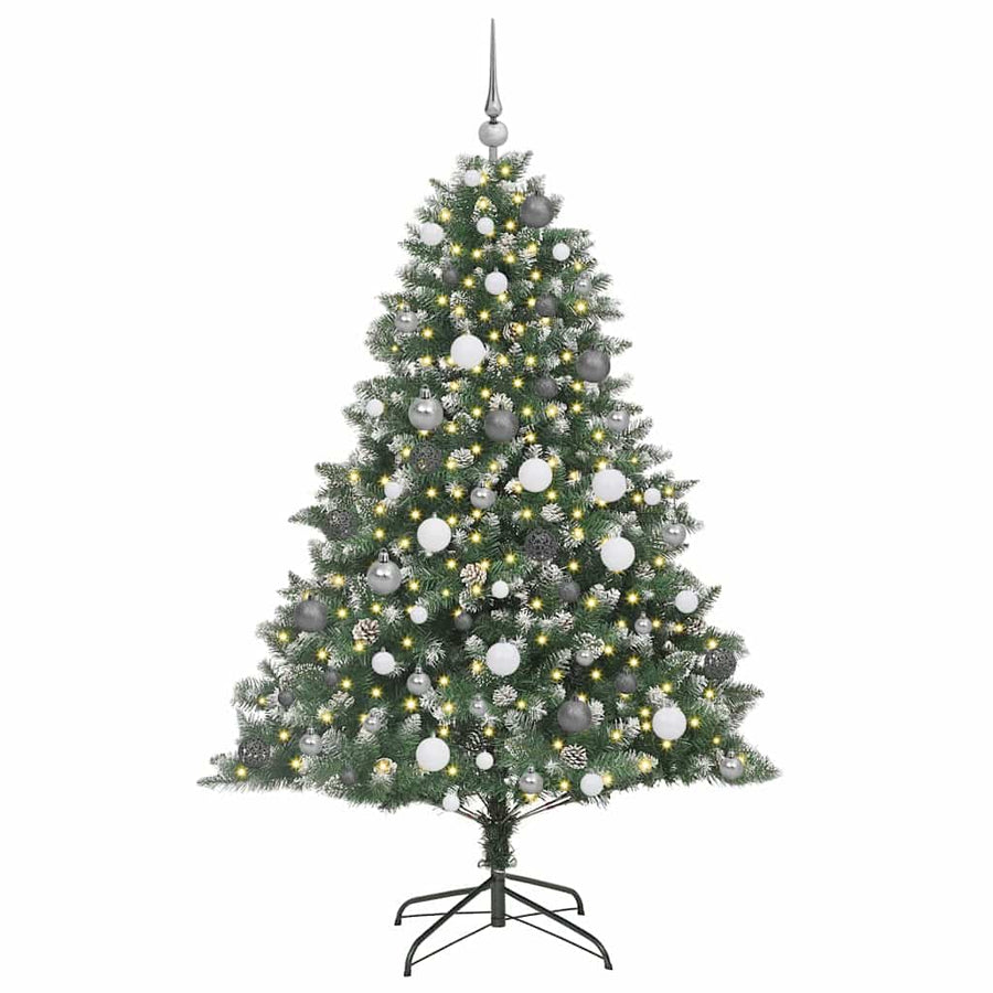 Kunstkerstboom met LED -striplichten Groen 180cm PVC