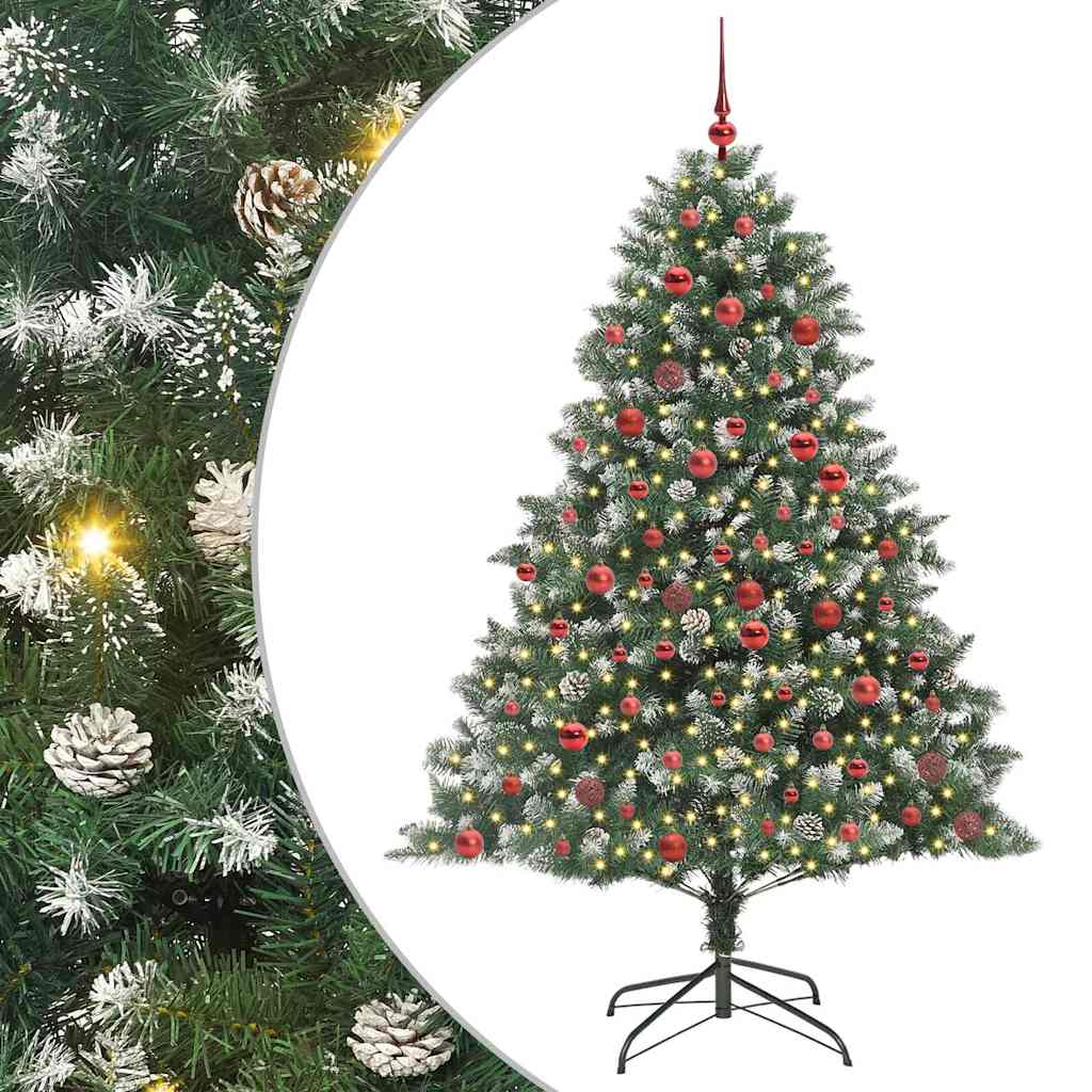 Kunstkerstboom met 300 LED Groen 180 cm PVC en Plastic en Staal