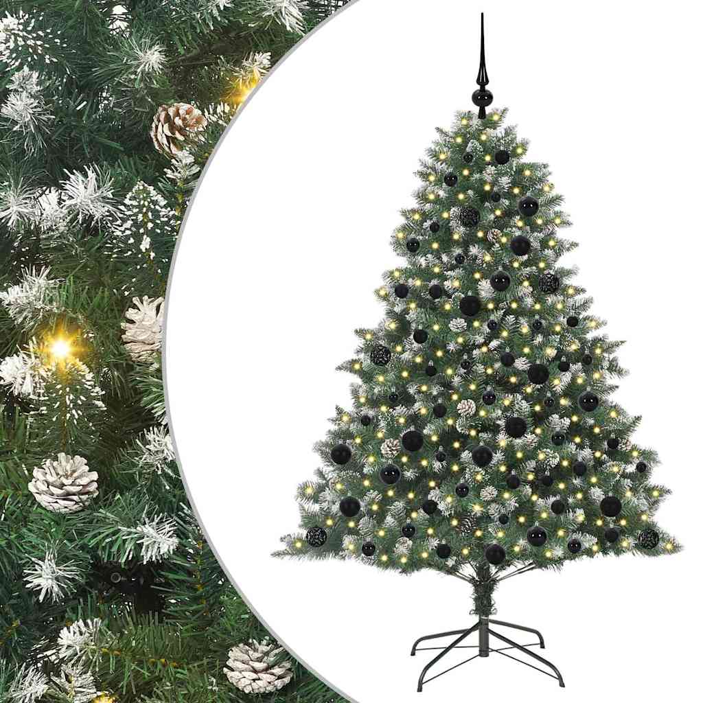 Kunstkerstboom Groen 126 x 126 x 180 cm PVC en Plastic en Staal