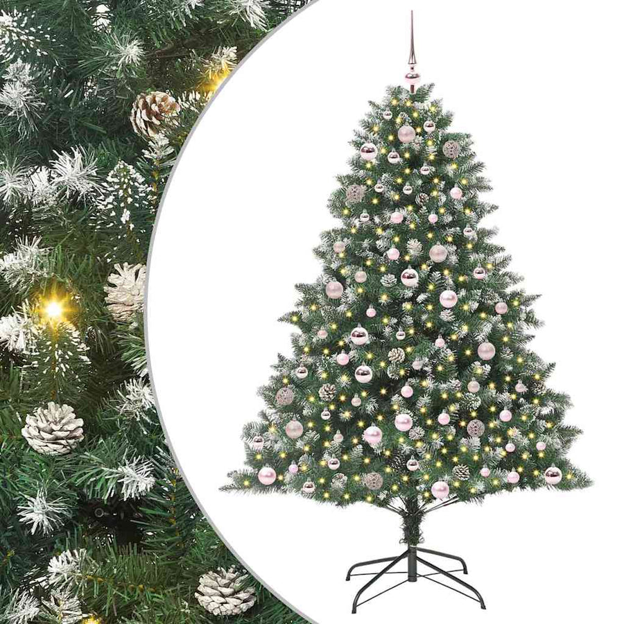 Kunstkerstboom Groen 126 x 126 x 180 cm PVC en Plastic en Staal