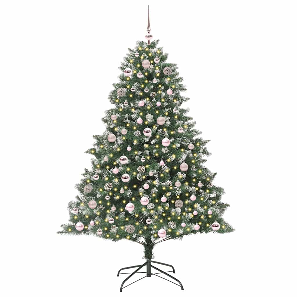 Kunstkerstboom Groen 126 x 126 x 180 cm PVC en Plastic en Staal