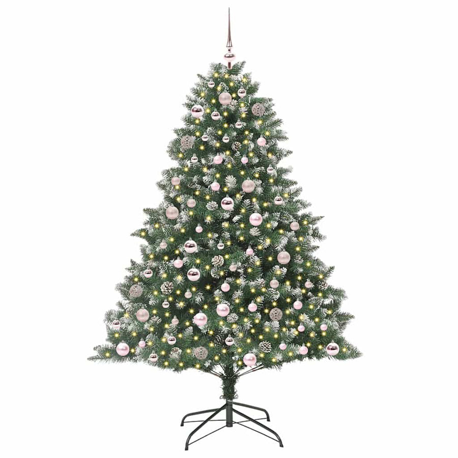 Kunstkerstboom Groen 126 x 126 x 180 cm PVC en Plastic en Staal