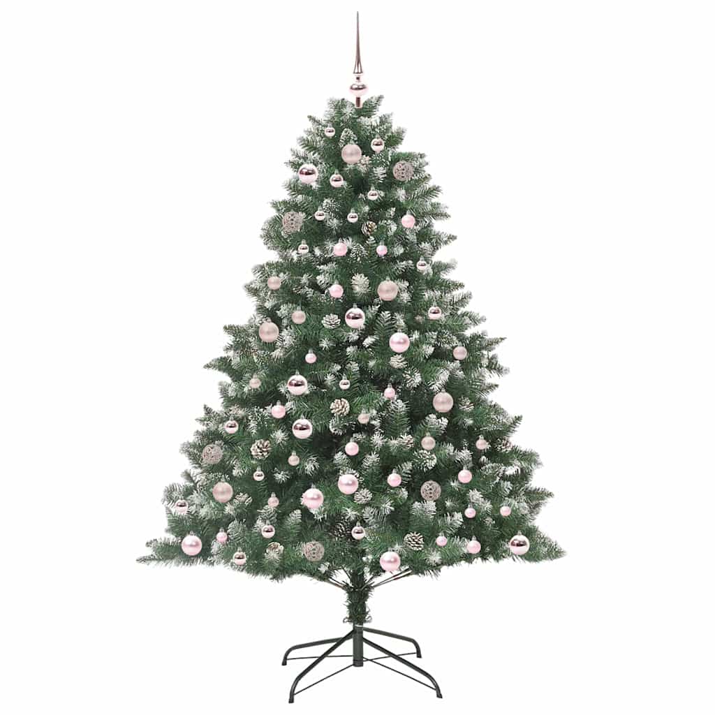 Kunstkerstboom Groen 126 x 126 x 180 cm PVC en Plastic en Staal
