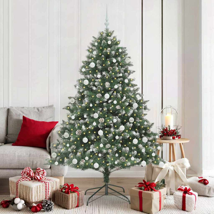 Kunstkerstboom Groen 126 x 126 x 180 cm PVC en Plastic en Staal