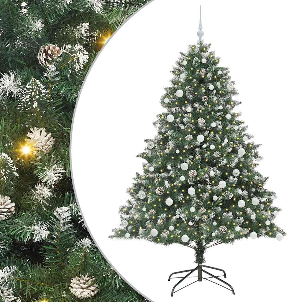 Kunstkerstboom Groen 126 x 126 x 180 cm PVC en Plastic en Staal
