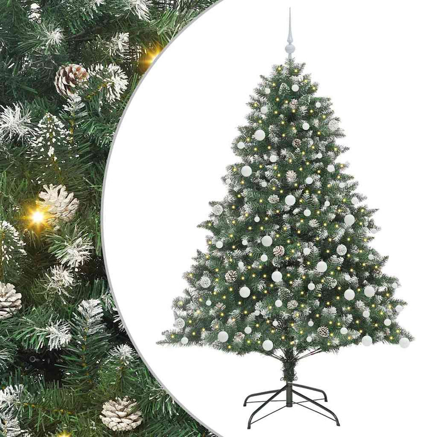 Kunstkerstboom Groen 126 x 126 x 180 cm PVC en Plastic en Staal
