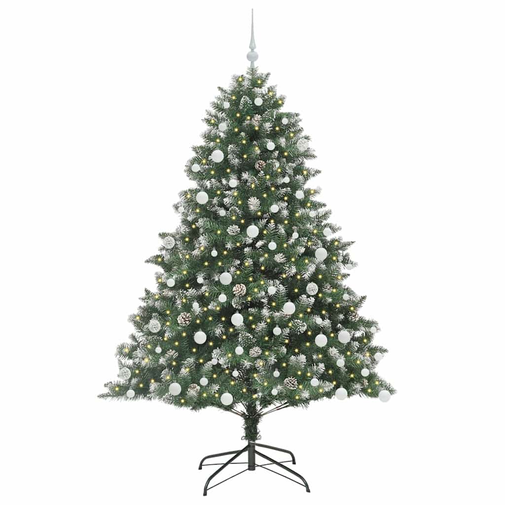 Kunstkerstboom Groen 126 x 126 x 180 cm PVC en Plastic en Staal