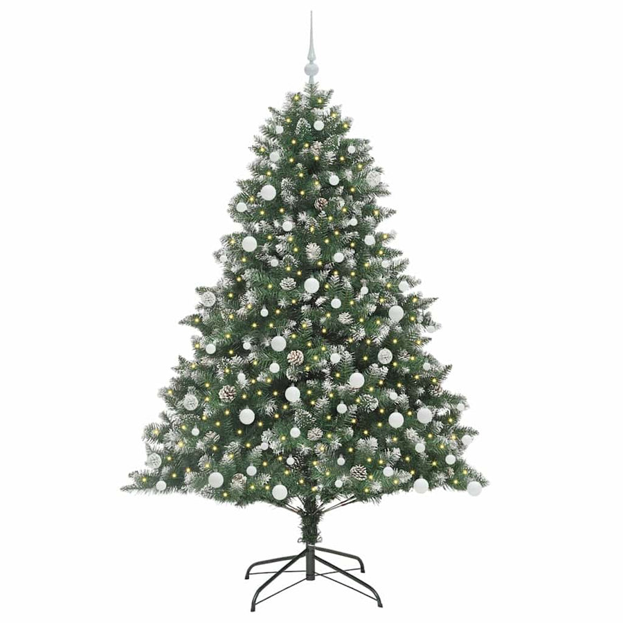 Kunstkerstboom Groen 126 x 126 x 180 cm PVC en Plastic en Staal