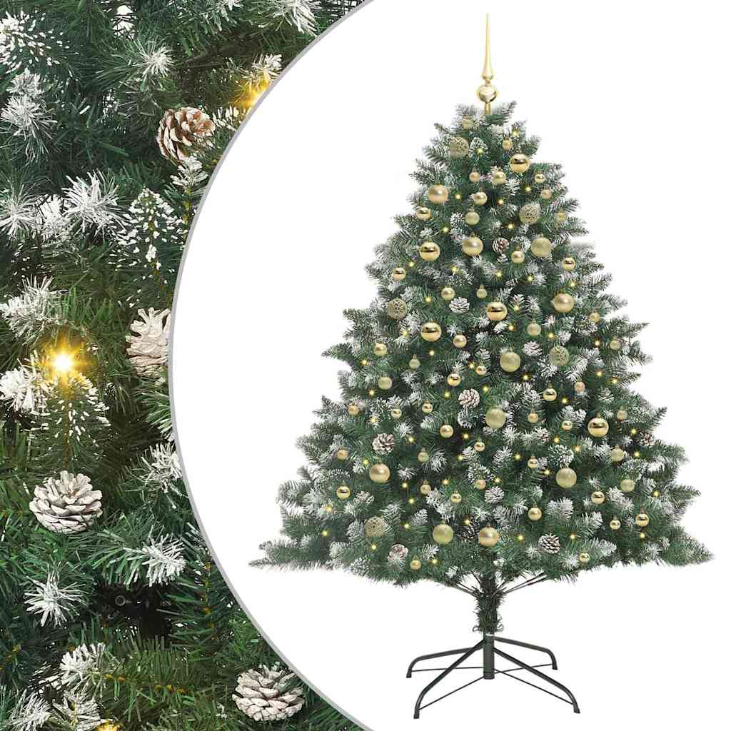 Kunstkerstboom met 300 LED Groen 180 cm PVC en Plastic en Staal