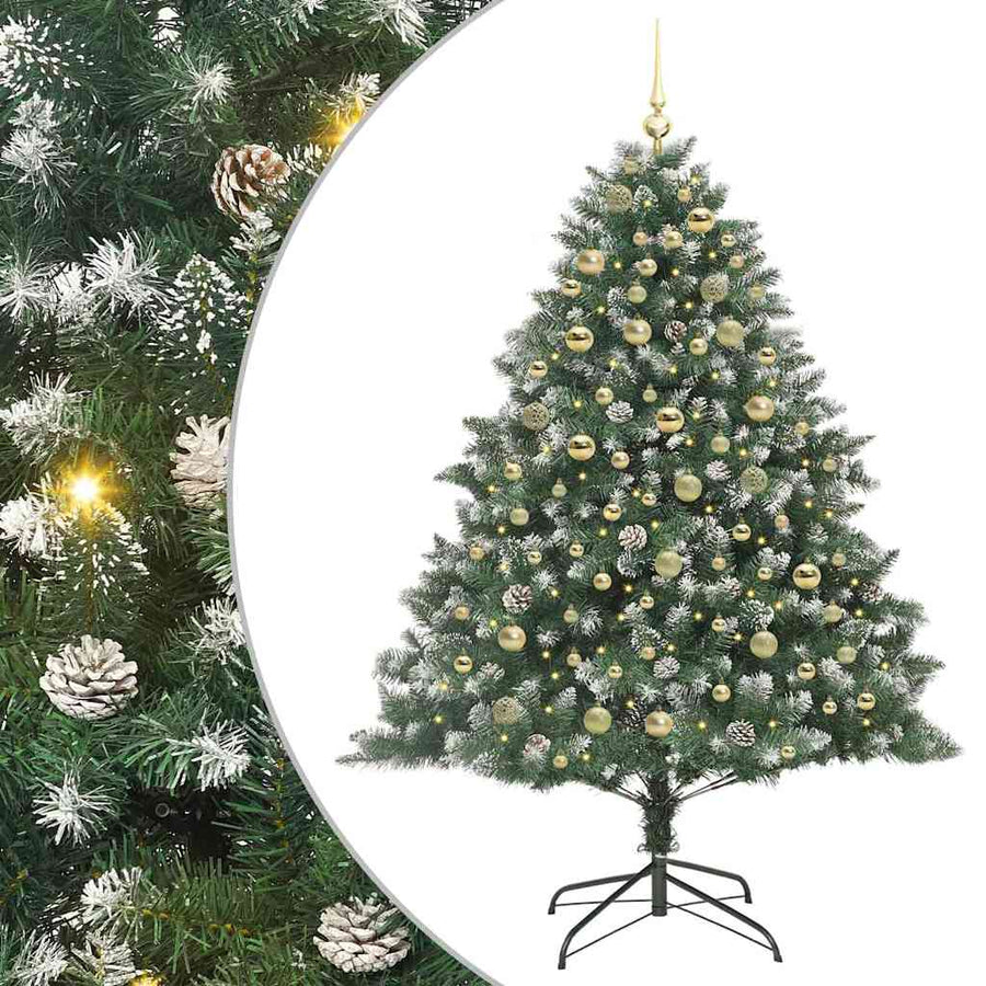 Kunstkerstboom met 300 LED Groen 180 cm PVC en Plastic en Staal