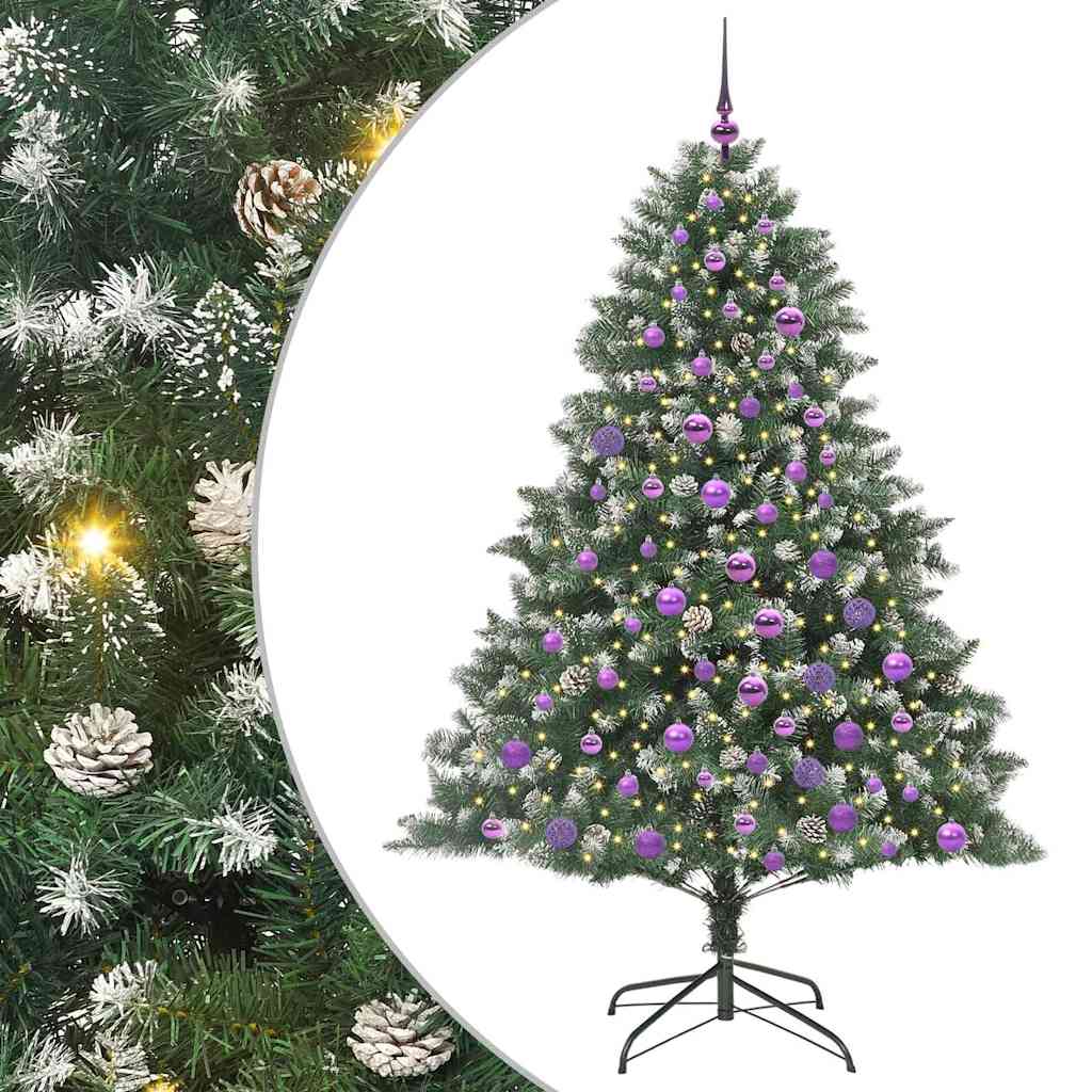 Kunstkerstboom Groen 126 x 126 x 180 cm PVC en Plastic en Staal
