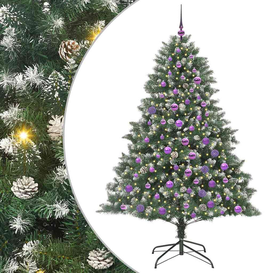 Kunstkerstboom Groen 126 x 126 x 180 cm PVC en Plastic en Staal