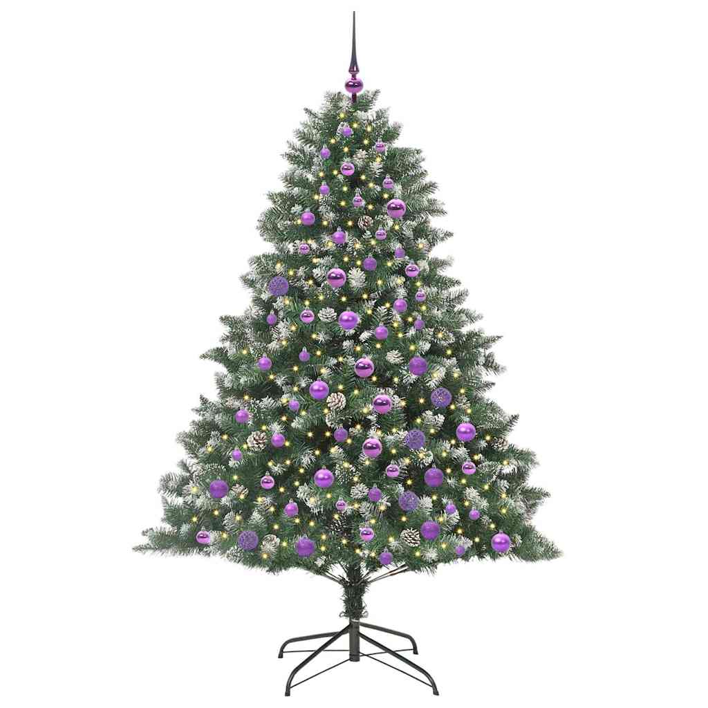 Kunstkerstboom Groen 126 x 126 x 180 cm PVC en Plastic en Staal