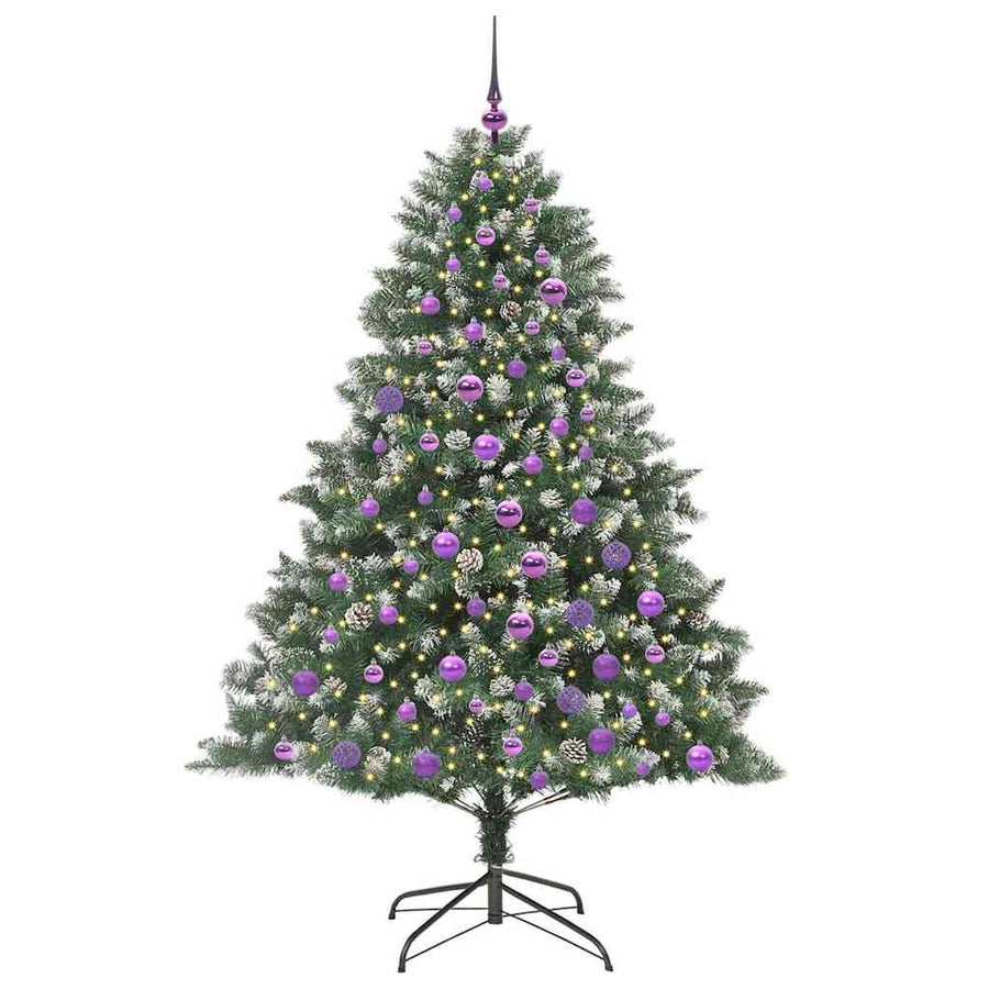 Kunstkerstboom Groen 126 x 126 x 180 cm PVC en Plastic en Staal