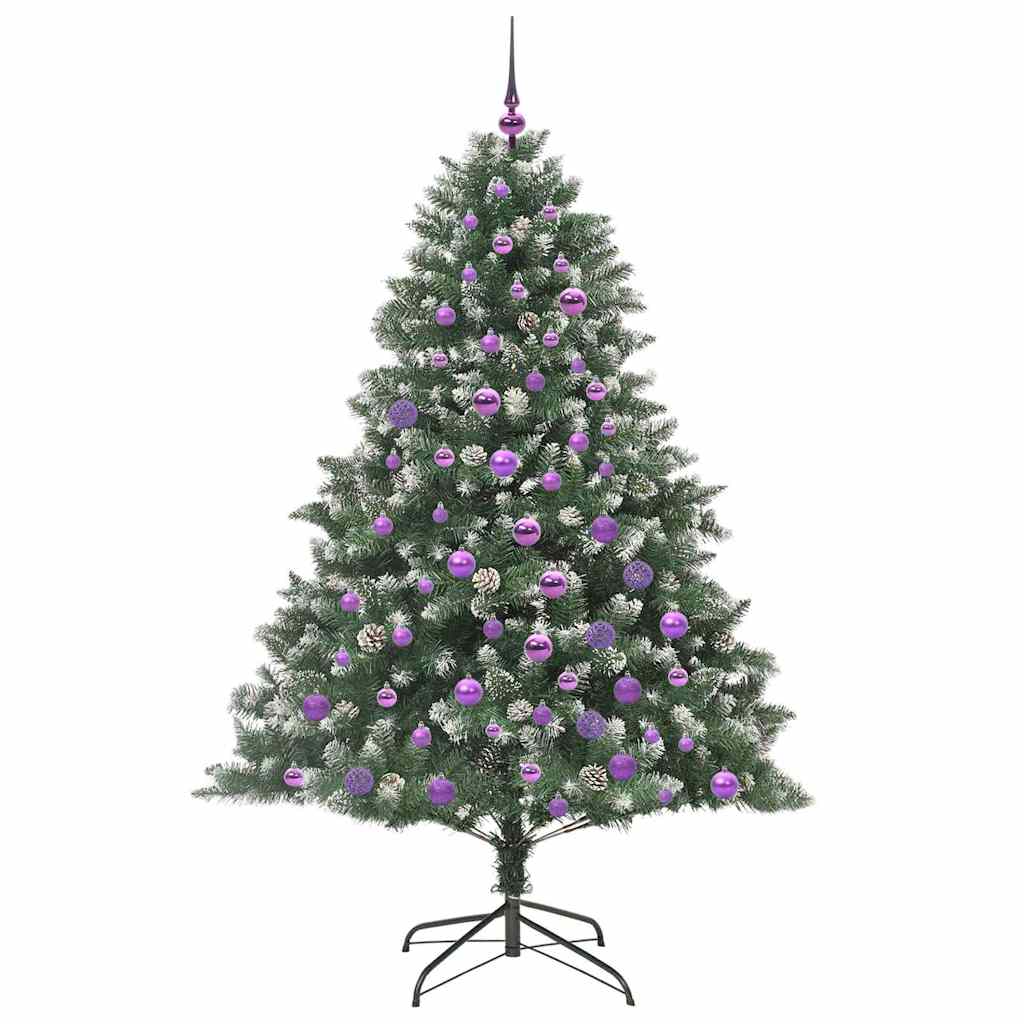 Kunstkerstboom Groen 126 x 126 x 180 cm PVC en Plastic en Staal