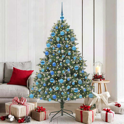 Kunstkerstboom Groen 126 x 126 x 180 cm PVC en Plastic en Staal