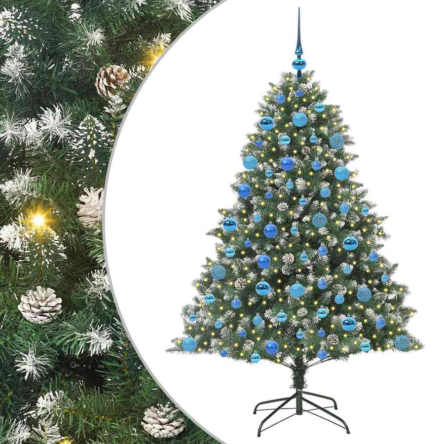 Kunstkerstboom Groen 126 x 126 x 180 cm PVC en Plastic en Staal