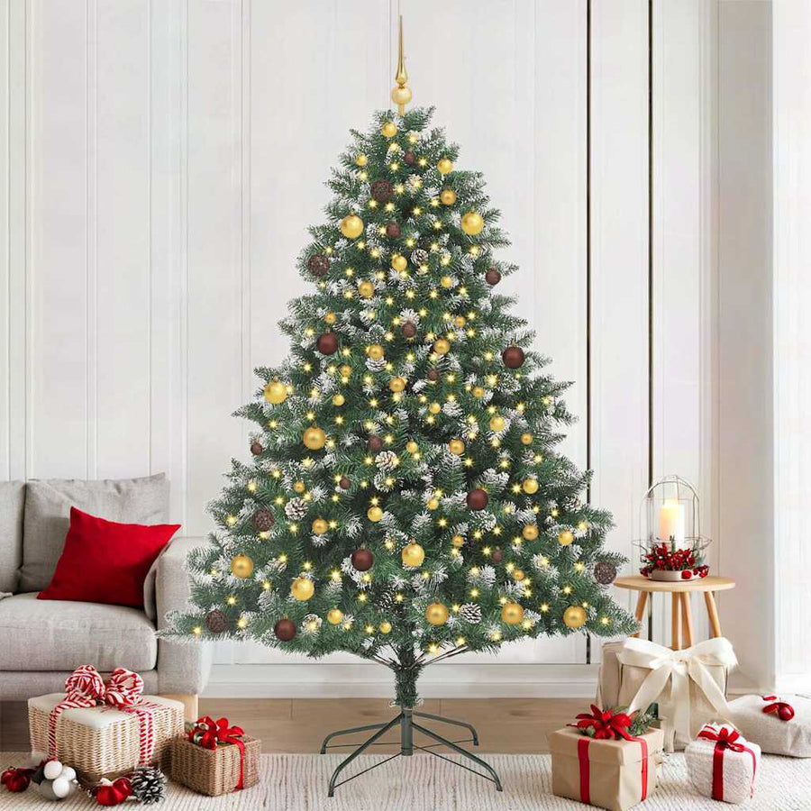 Kunstkerstboom met 300 LED Groen 210 cm PVC en Plastic en Staal