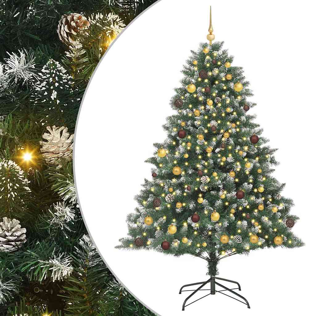Kunstkerstboom met 300 LED Groen 210 cm PVC en Plastic en Staal