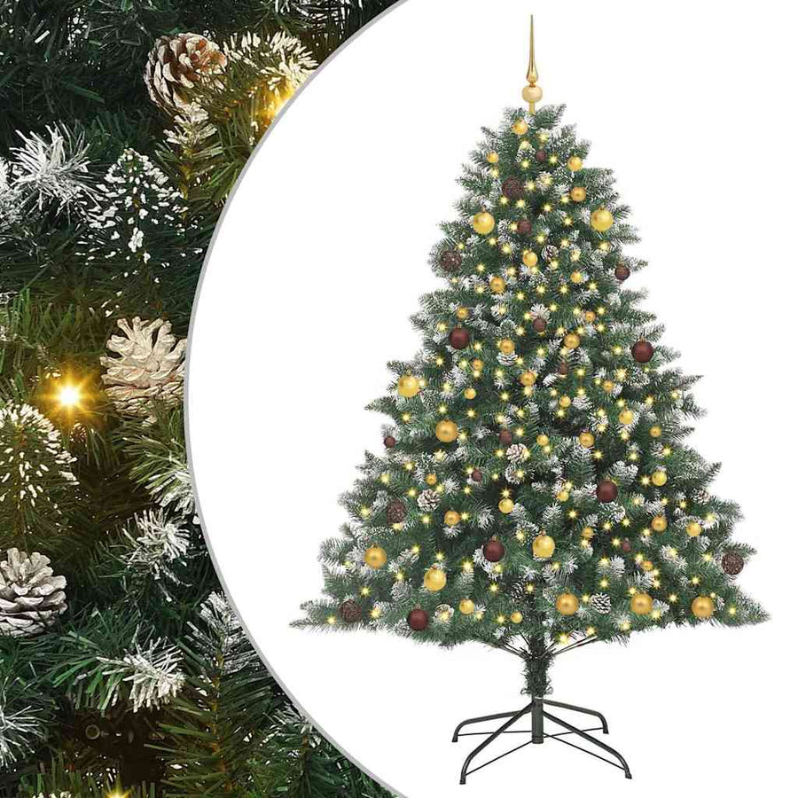Kunstkerstboom met 300 LED Groen 210 cm PVC en Plastic en Staal