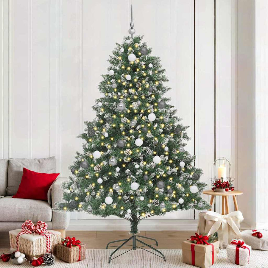 Kunstkerstboom met LED -striplichten Groen 210cm PVC